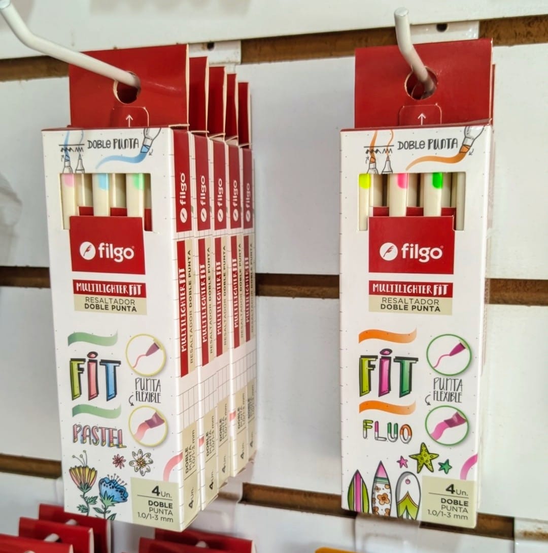 Resaltadores DOBLE PUNTA Fluo/Pastel (x4)